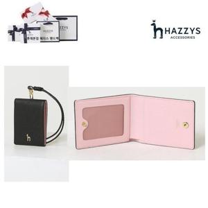 [선물포장]블랙가죽퍼피 배색 목걸이형 카드지갑 HIHO3F603BK
