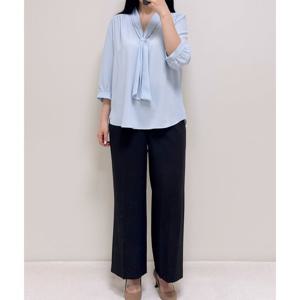 [꼼빠니아]봄여름 타이넥 7부소매 쉬폰블라우스셔츠AFU4WRB100BL