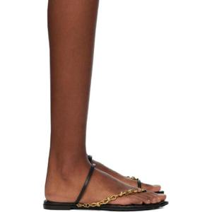 Bottega Veneta 샌들 블랙 리프 플랫 샌들 241798F124003