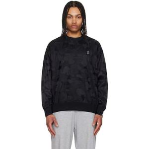 BAPE 스웨트셔츠 블랙 솔리드 카모 자카드 원 포인트 스웨트셔츠 251546M204004