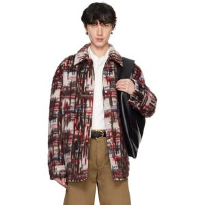 Bottega Veneta 재킷 화이트   레드 알파카 체크 셔츠 242798M180007