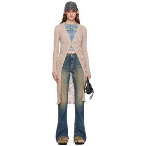 아크네 가디건 핑크 와이드 골지 가디건 242129F095012