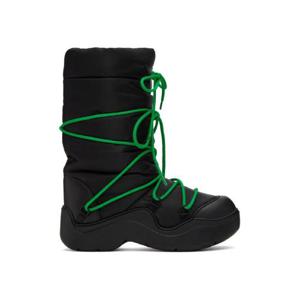 Bottega Veneta 미디부츠 블랙 퍼들 보머 부츠 231798F114002