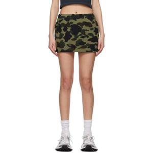 BAPE 미니스커트 카키 퍼스트 카모 스웨트 미니 스커트 251546F090000
