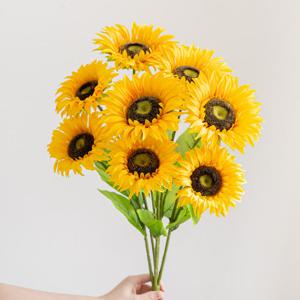 해바라기 조화 9대 부쉬 60cm 인테리어 꽃 장식 소품 금전화 풍수
