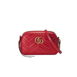구찌 GG 마몽 마틀라세 스몰 체인 숄더백 히비스커스 레드 447632-DTD1T-6433