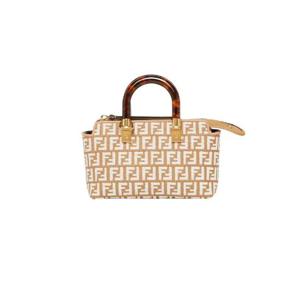 펜디 테피스트리 패브릭 FF 모티프 바이 더 웨이 미니 스몰 라피아 보스턴백 화이트 8BS067AQ0XF1MB1