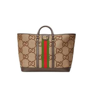 구찌 점보 GG 미디움 토트백 카멜 에보니 캔버스 756660-UKMKG-8396