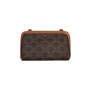 셀린느 트리옹프 캔버스   램스킨 체인 클러치 탄 10E382CBX-04LU