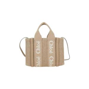 끌로에 린넨 레더 우디 미니 토트백 블러쉬 브라운 C24UP237L1720E