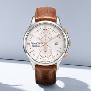 [마션틴트(잡화)][로만손] 본사 정품 드아르본 크르노 남성 가죽시계 RWCBHM5A0900CRWH0