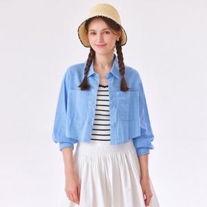 [포커스]린넨 터치 크롭 코튼 블라우스 PBBF5M1BL5261