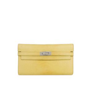 [엘러브] 에르메스 엘리게이터 켈리장지갑 라임 은장 5HL0033