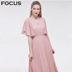 [포커스]포커스 V넥 날개 소매 쉬폰 원피스_VF5M1OP3261