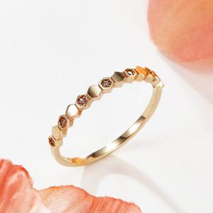 [비앤비골드] 14K 미니 허니콤 큐빅 반지 PNR41395