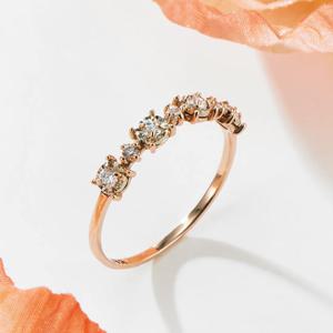 [비앤비골드] 14K 샤인 화이트 플라워컷 큐빅 반지 SRS41386