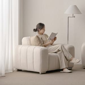 [쿠션 1개 증정][슬레코폼] COM01 라인 부클레 패브릭 소파 1인용