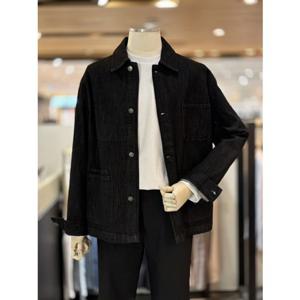 지오지아 25SS 블랙 세미루즈핏 데님 초어재킷 ADF2DJ1102
