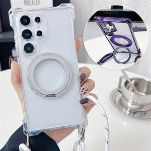 갤럭시퀀텀5 A55 5G 맥세이프 투명 하드 컬러범퍼 스트랩 케이스