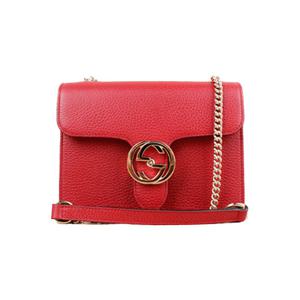 W 구찌 인터로킹 체인 스몰 여성 숄더백 레드 510304 CAO0G 6420