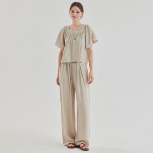 [포커스][2SET]셔링 날개 블라우스+와이드 팬츠 PBBF5M1BL5321