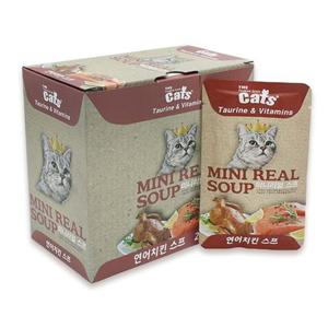 더캣츠 미니리얼스프 연어치킨 스프 40g 20개입 스프 고양이영양간식 고양이스프간식 고양이먹이 영양간식