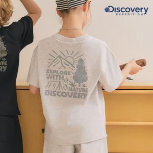 디스커버리키즈 DKAZ71053-MGL 프레시벤트 아웃도어 백그래픽 니트 트레이닝 반팔 반바지 세트