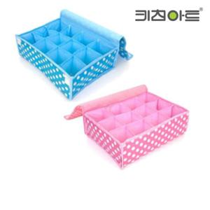 키친아트 땡땡이 부직포 덮개형 속옷정리함 12칸