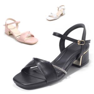 [세라] 여성 데일리 샌들 C23S401 블랙 스킨 화이트 4CM