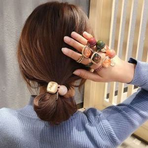 엔틱 방울머리끈 헤어끈 머리끈 머리 고무줄 4개 세트