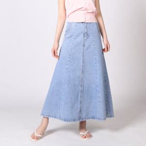 [헤이올리]  썸머 머메이드핏 라이트 데님 A라인 쪽 반밴딩 스커트 SH3035