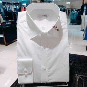 [듀퐁셔츠]SE4SM21LS375SWH_삼색테이프 사양과 풀로고 자수 셔츠