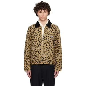 25 FW 와코마리아 남성 베이지 Dickies 레오파드 워크 재킷 252948M180002
