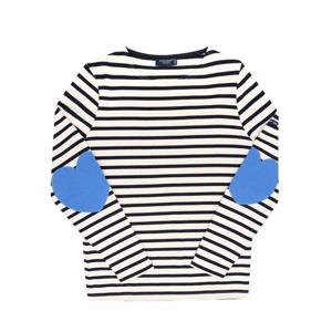 세인트제임스 8649 ECRU MARI MER 보쟈니 스트라이프 엘보 하트 패치 여성 긴팔티