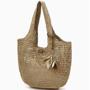 [닥스] 베이지 리얼 라피아 꼬임 메쉬 숄더백 L DCBA5E580I2