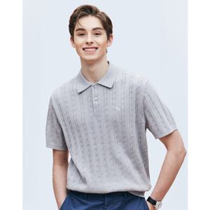 [헤지스] 남성 케이블패턴 카라 반팔니트 HZSW5B553G1