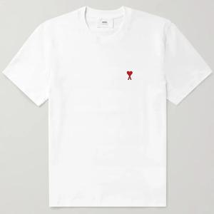 25 FW 아미 파리스 로고 엠브로이더드 코튼 저지 크루넥 화이트 티셔츠 BFHJ108 723 100