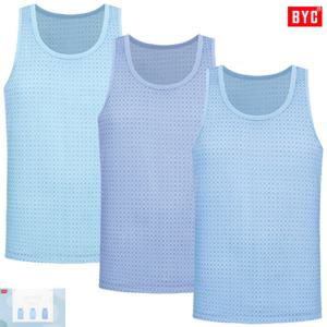 BYC뉴모시메리옆선매쉬유색민소매런닝3매입ECF3052