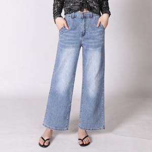 헤이올리] 쿨 아이스 데님스판 다트 포인트 반밴딩 9부 일자 청바지  PH3041