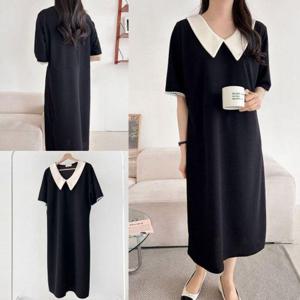 원피스 OPS 여성 빅사이즈 짜임소매샤틴맥시 504U404S 의류