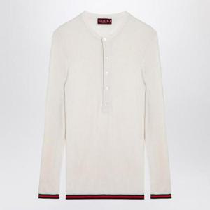 GUCCI 웹 리본이 달린 흰색 실크 저지 792759XKEAHXHGUC-9060