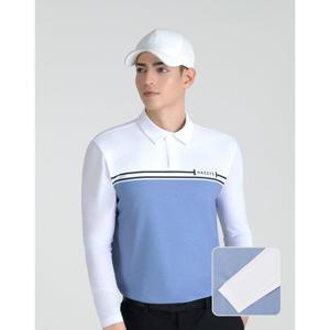 헤지스 골프 25SS 블루 남성 냉감 하이브리드 긴팔 카라 티셔츠 HUTS5B357B2