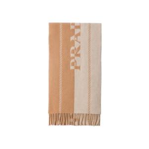 프라다 스몰 울 스카프 자카드 로고 아이보리 카멜 2FS057-2FK3-F0BF1