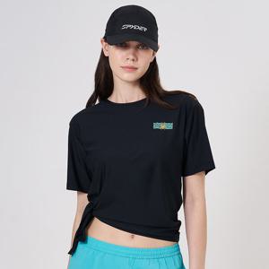 [스파이더] 여성 워터 스포츠 크롭 래쉬가드 릴랙스 핏 SPKMCNRS373WBLK