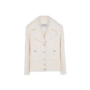 [엘러브] 새상품 샤넬 22P 트위드 자켓 34 에크루/화이트 5ET0797