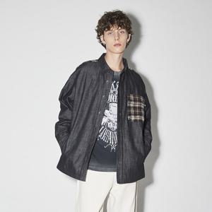 [버커루]남성 체크 배색 패딩 데님 셔츠 자켓 B244DS360P