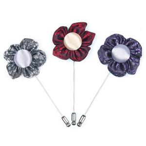 펄 꽃잎 부토니에_그레이 레드 퍼플