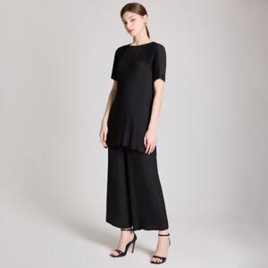 [요이츠]투 플리츠 세로 와이드 밴딩 롱 팬츠_YI05WQPSL83