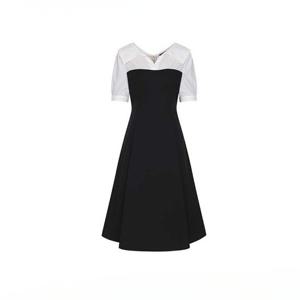 [올리브데올리브]셔츠카라배색 주름플레어 롱원피스(OW5MO459-DG-EL)