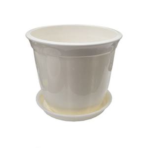 라인원형 백색 도자기느낌 플라스틱화분 3호